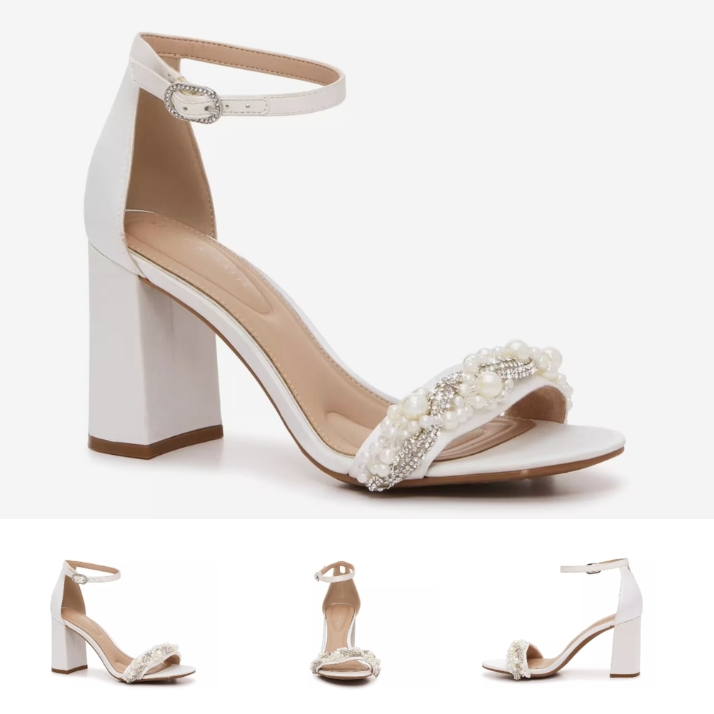 Elegant White Pearl Embellished Women's Heels